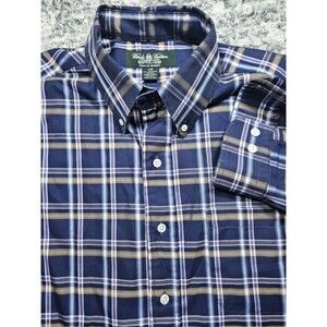 Brooks Brothers Country Club Shirt Egyptian Cotton Plaid Made In USA Size Large